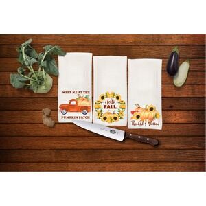 Harvest Fall kitchen towel set, Great gift for Mom, Set of 3 towels,‎ set #2